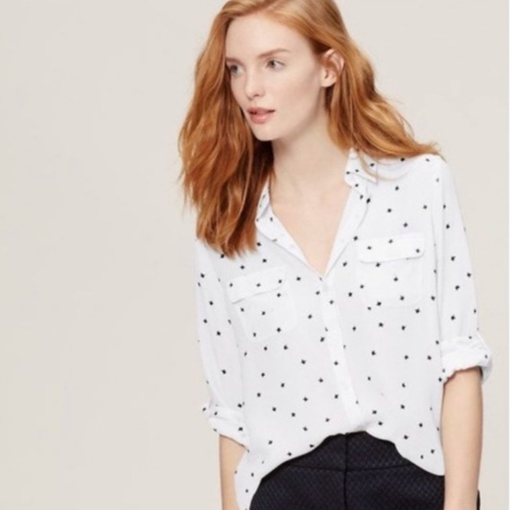 LOFT Ivory Star Print Blouse